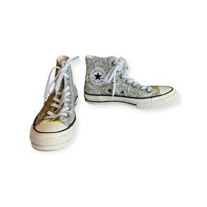 Converse x JW Anderson X Chuck 70 high glitter pack gold silver sneakers shoes